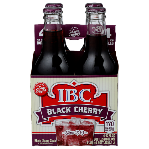 Ibc Black Cherry Soda - 12 Fluid Ounce - 4 Count