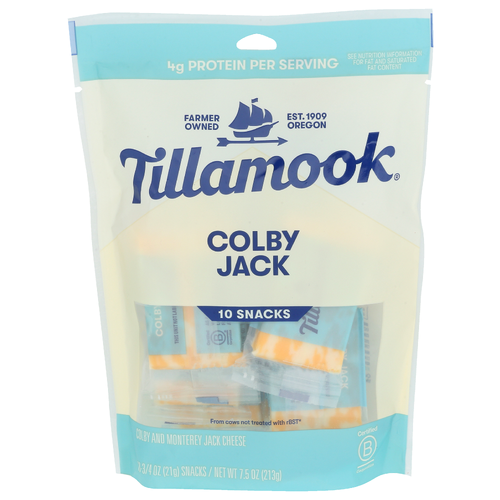 TILLAMOOK Colby Jack Cheese Snack Portions - 0.75 Ounce - 10 Count