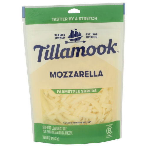 Tillamook Mozzarella Shredded Cheese Shreds - 8 Ounce