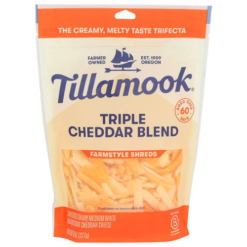 Tillamook Triple Cheddar Shredded Cheese Shreds - 8 Ounce