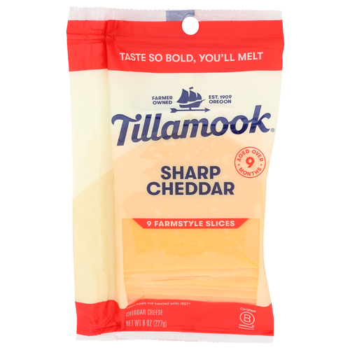 TILLAMOOK COUNTY CREAMERY ASSOCIATION Sharp Cheddar Slice Shingle Slices Sliced - 0.889 Ounce - 9 Count