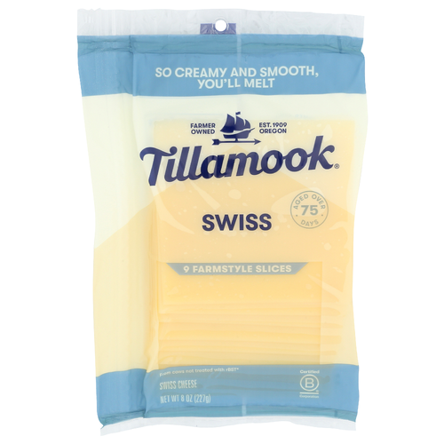 TILLAMOOK Swiss Slice Shingle Slices - 0.889 Ounce - 9 Count