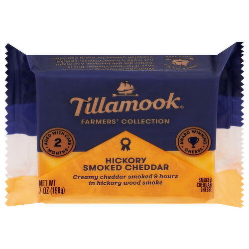 TILLAMOOK Cheese Hickory Smoked Cheddar Chunk Medium Deli Cut - 7 Ounce