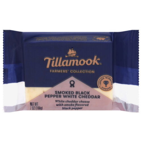 TILLAMOOK Na Smoked Black Pepper White Cheddar Chunk Farmers' Collection Deli Cut - 7 Ounce