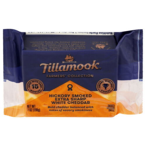 TILLAMOOK Cheese Hickory Smoked Extra Shrp w Ched Chunk White Cheddar - 7 Ounce