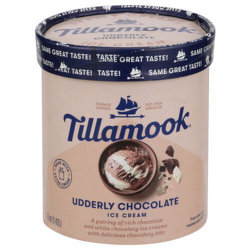 Tillamook Udderly Chocolate Frozen Ice Cream - 1.5 Quart