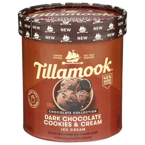 TILLAMOOK Dark Chocolate Cookies & Cream Frozen Collection Ice - 1.5 Quart