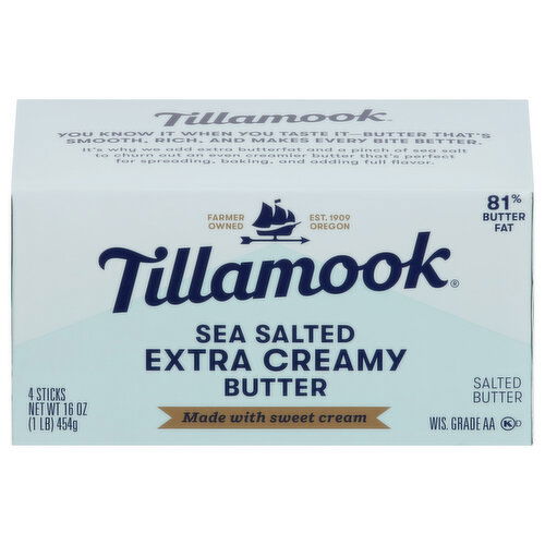 Tillamook Sea Salted Butter Sticks Extra Creamy - 4 Ounce - 4 Count