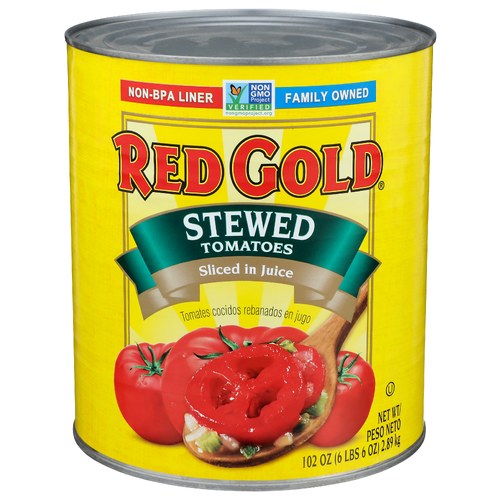 Red Gold Sliced In Juice Stewed Tomatoes - 102 Ounce