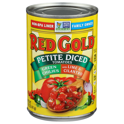 Red Gold Green Chilies With Lime & Cilantro Petite Diced Tomatoes - 14.5 Ounce