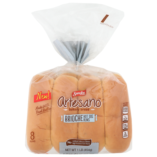 Sara Lee Artesano Bakery Bread Brioche Hot Dog Buns - 0.125 Pound - 8 Count