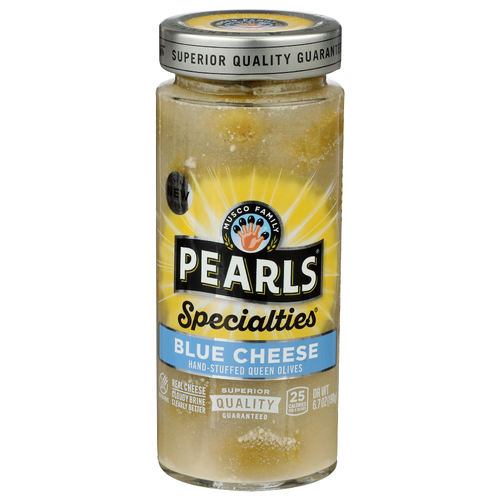 Musco Family Pearls Specialties Blue Cheese Hand-Stuffed Queen Olives - 6.7 Ounce
