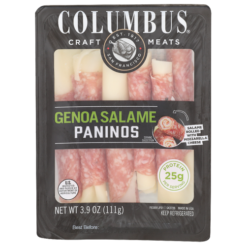 Columbus Salame Rolled With Mozzarella Cheese Genoa Paninos - 3.9 Ounce