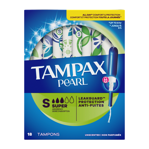 Tampax Pearl Tampons, With Leakguard Braid, Super Absorbency, Unscented - 18 Count