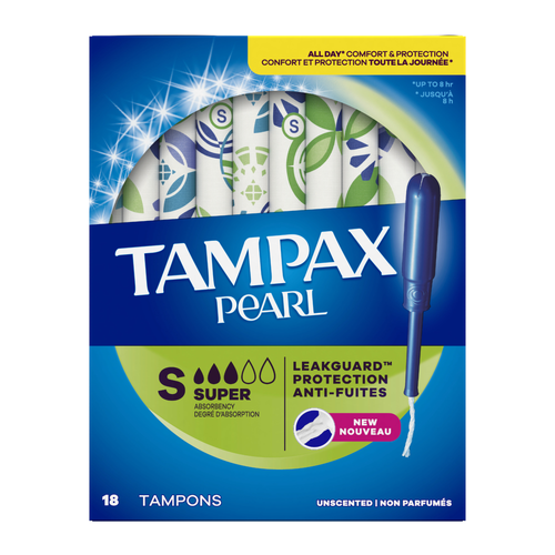 Tampax Pearl Tampons, With Leakguard Braid, Super Absorbency, Unscented - 18 Count