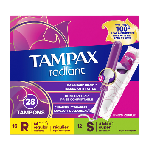 Tampax Radiant Unscented Tampons - 28 Count Image 1 of 2