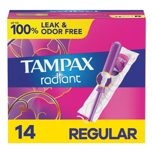 Tampax Radiant Unscented Regular Tampons - 14 Count Image 1 of 3