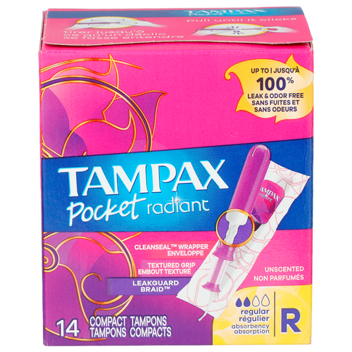 Tampax Pocket Radiant Regular Absorbency - 14 Count