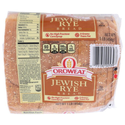Oroweat Bread Jewish Rye - 1 Pound