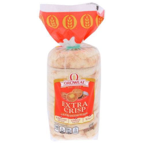 Oroweat English Muffins Extra Crisp - 2.083 Ounce - 6 Count