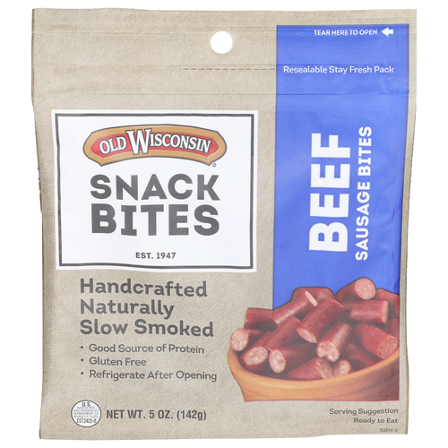 Old Wisconsin Snack Bites Beef Sausage - 5 Ounce