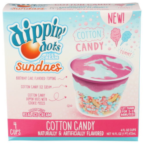 DIPPIN' Dots Cotton Candy Sundae - 4 Fluid Ounce - 4 Count