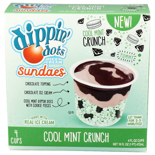 DIPPIN' Dots Cool Mint Crunch Ice Cream Sundae Cups - 4 Fluid Ounce - 4 Count