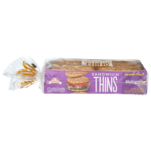 Oroweat Sandwich Thins Rolls Multigrain - 2 Ounce - 6 Count