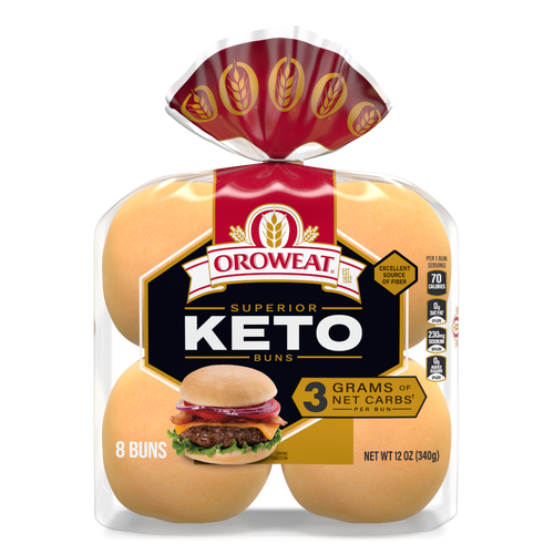 Oroweat Superior Keto Plain Hamburger Buns, , Bag - 12 Ounce Image 1 of 2