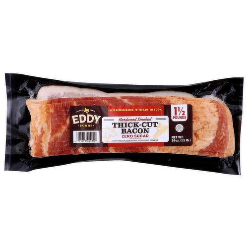 Eddy Foods Hardwood Smoked Zero Sugar Thick-Cut Bacon - 24 Ounce