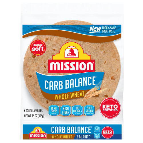 Mission Carb Balance Whole Wheat Flour Tortillas, Burrito Size - 6 Ounce