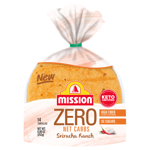 Mission Zero Net Carbs Sriracha Ranch Flour Tortillas, Street Tacos Size - 8.89 Ounce