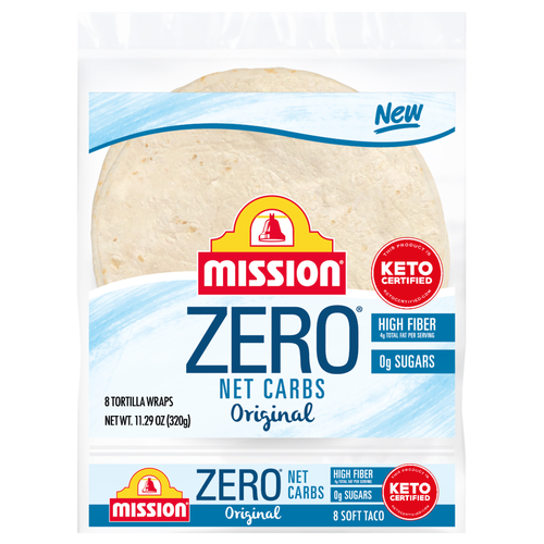Mission Zero Net Carbs Original Flour Tortillas, Soft Taco Size - 1.411 Ounce - 8 Count