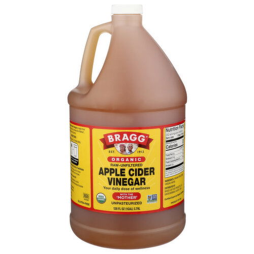 Bragg Acidic Vinegar Liquid Organic Apple Cider Raw & Unfiltered - 128 Fluid Ounce