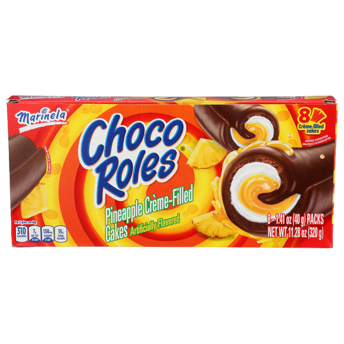 Marinela Choco Roles Pineapple Creme-Filled Cakes - 1.41 Ounce - 8 Count