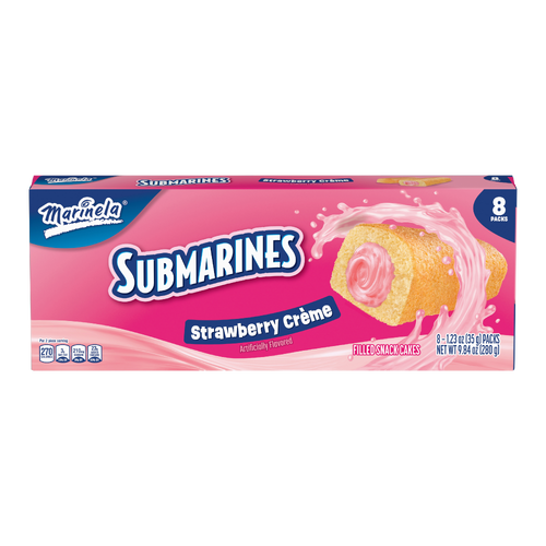 Marinela Submarines Strawberry Crème Filled Snack Cakes, , Box - 9.84 Ounce Image 1 of 2