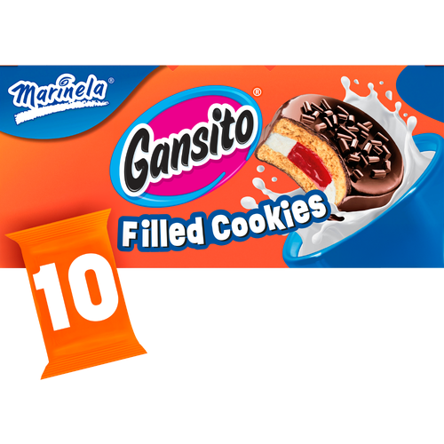 Marinela Gansito Strawberry And Crème Filled Cookies, 10 Packs, Multipack - 14.8 Ounce Image 1 of 4