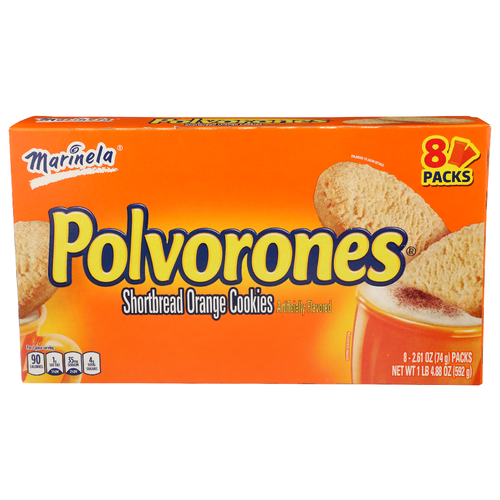 Marinela Orange Polvorones Shortbread Cookies - 2.61 Ounce - 8 Count