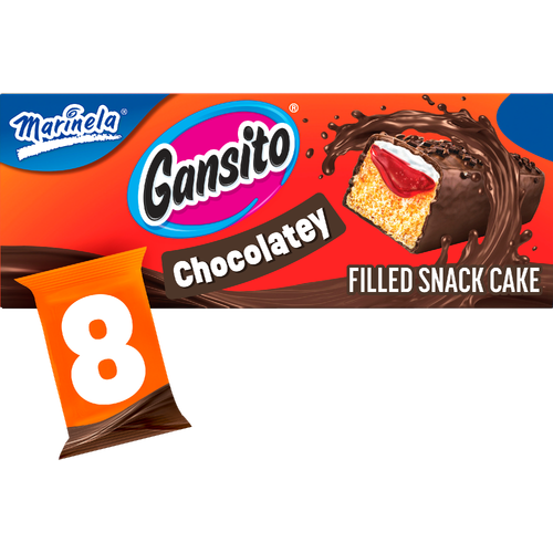 Marinela Gansito Chocolatey Filled Snack Cake, 8 Packs, Strawberry, Chocolate And Crème Cakes, Multipack - 14.08 Ounce Image 1 of 4