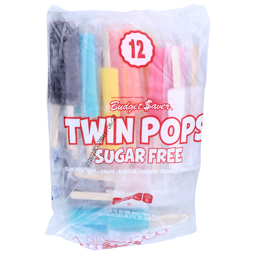 Budget Saver Blue Raspberry • Grape • Banana • Cherry • Orange • Pina Colada Twin Pops - 2.35 Fluid Ounce - 12 Count