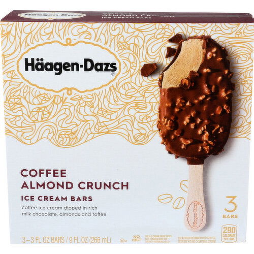 Haagen-Dazs Ice Cream Coffee Almond Crunch Bar - 3 Fluid Ounce - 3 Count