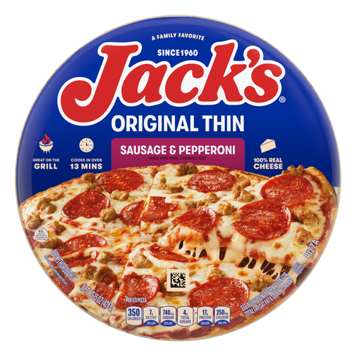 Jack's Original Thin Crust Sausage And Pepperoni Pizza, Meat Frozen - 15 Ounce