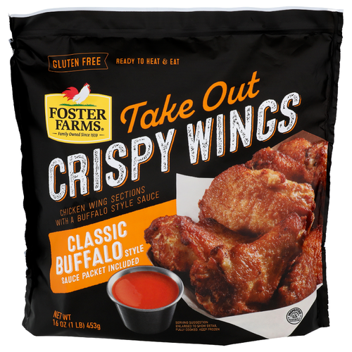 Foster Farms Classic Buffalo Take Out Crispy Wings - 16 Ounce Image 1 of 4