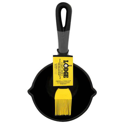 Lodge Seasoned Cast Iron Melting Pot With Silicone Brush - 15.2 Ounce