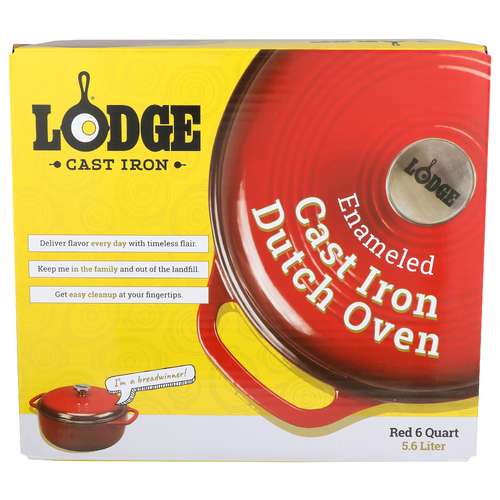 Lodge Cast Iron Red Enameled Cast Iron Dutch Oven - 5.6 Quart - 1 Count