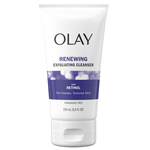 Olay Renewing Retinol Face Cleanser, Fragrance Free, Exfoliating Wash With Retinoid Complex - 5 Ounce
