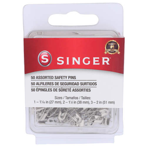 Singer Nickel Plated Steel Assorted Safety Pins - 50 Count
