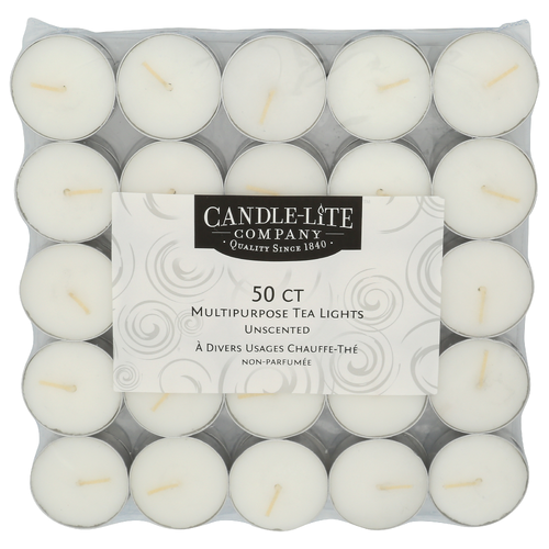 CANDLE-LITE Unscented Tealight - 50 Count