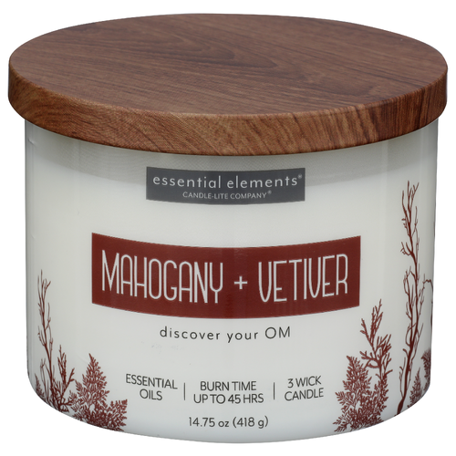 RUGGED & REFINED Mahogany & Vetiver 3 Wick Candle - 14.75 Ounce