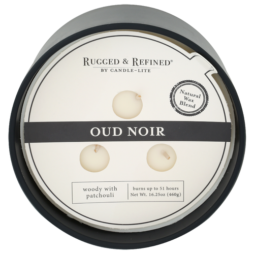RUGGED & REFINED Oud Noir 3 Wick Candle - 16.25 Ounce